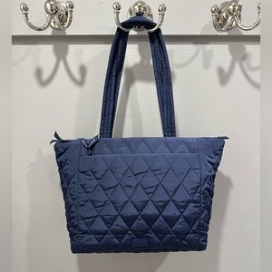 Vera Bradley Scroll Navy Performance Fabric Ultralight Zippered Work Tote